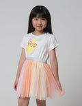 Little M Short Sleeve Midi Dress Tutu Lemon Aplikasi