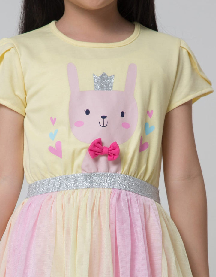 Little M Short Sleeve Midi Dress Bunny Aplikasi Pita