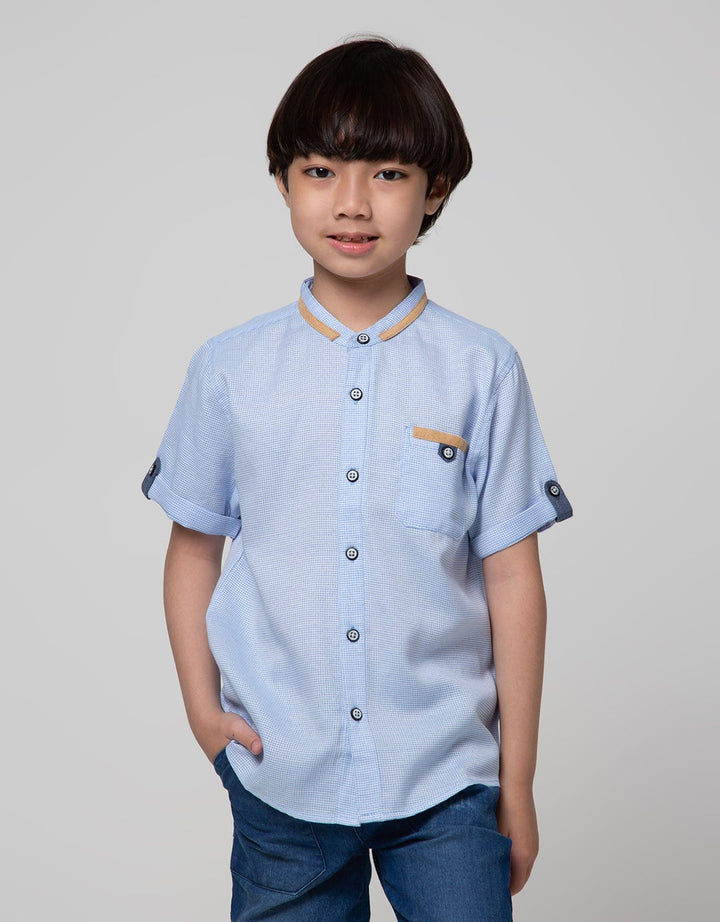 Little M Kemeja Lengan Pendek Texture Anak Laki-laki