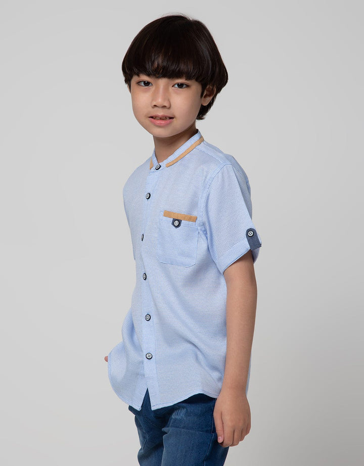 Little M Kemeja Lengan Pendek Texture Anak Laki-laki