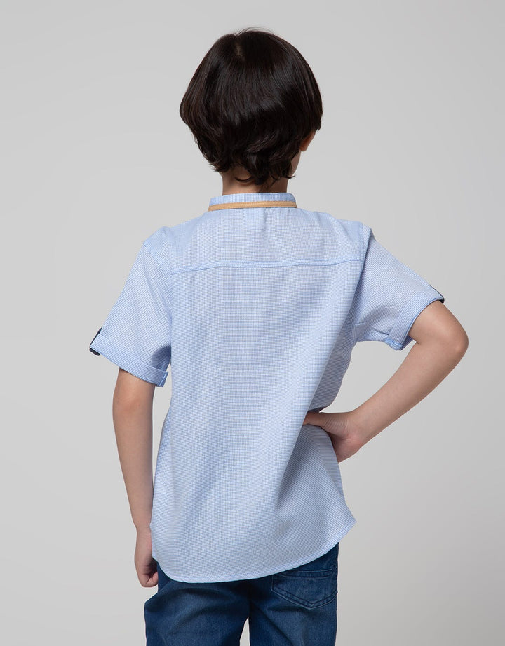Little M Kemeja Lengan Pendek Texture Anak Laki-laki