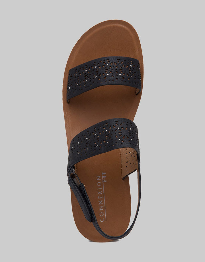 Connexion Laser Cut Ankle Strap Sandals Women