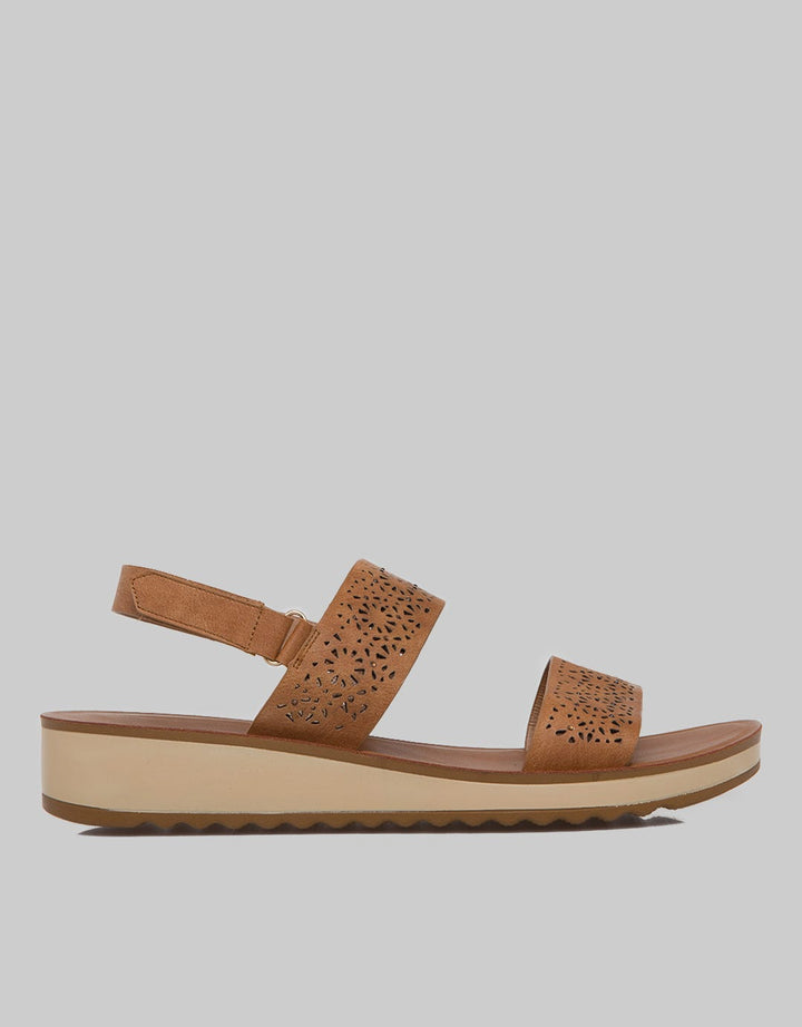 Connexion Laser Cut Ankle Strap Sandals Women