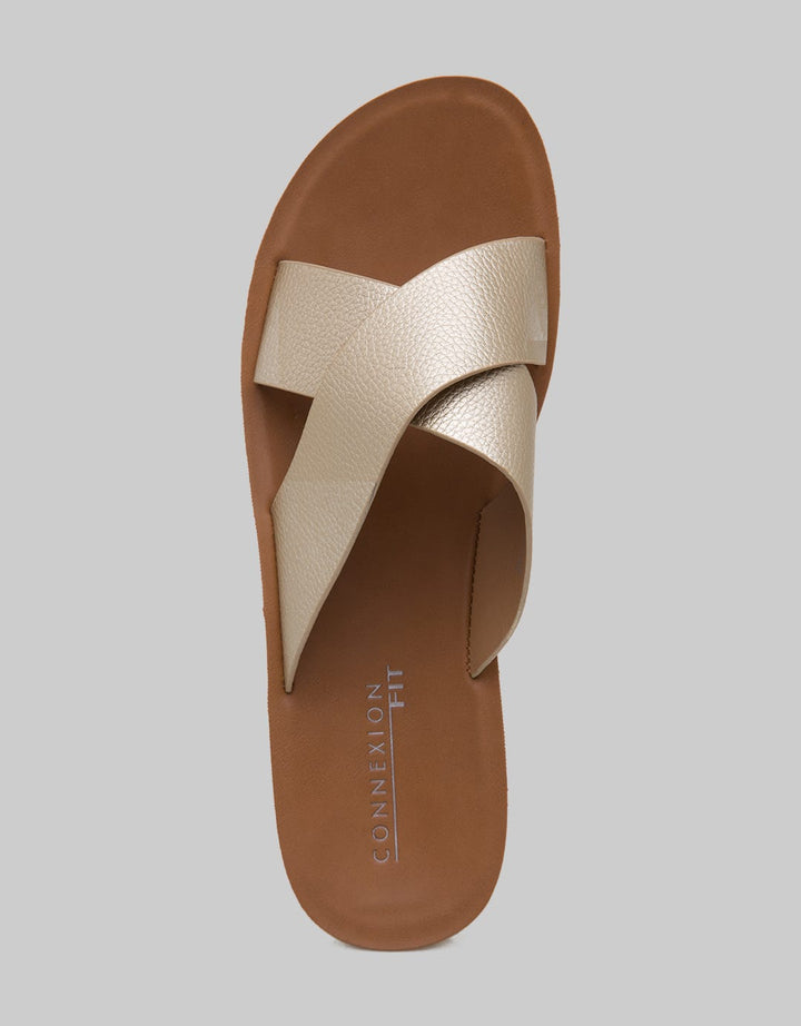 Connexion Slipper Sandals Women Shining Cross Strap