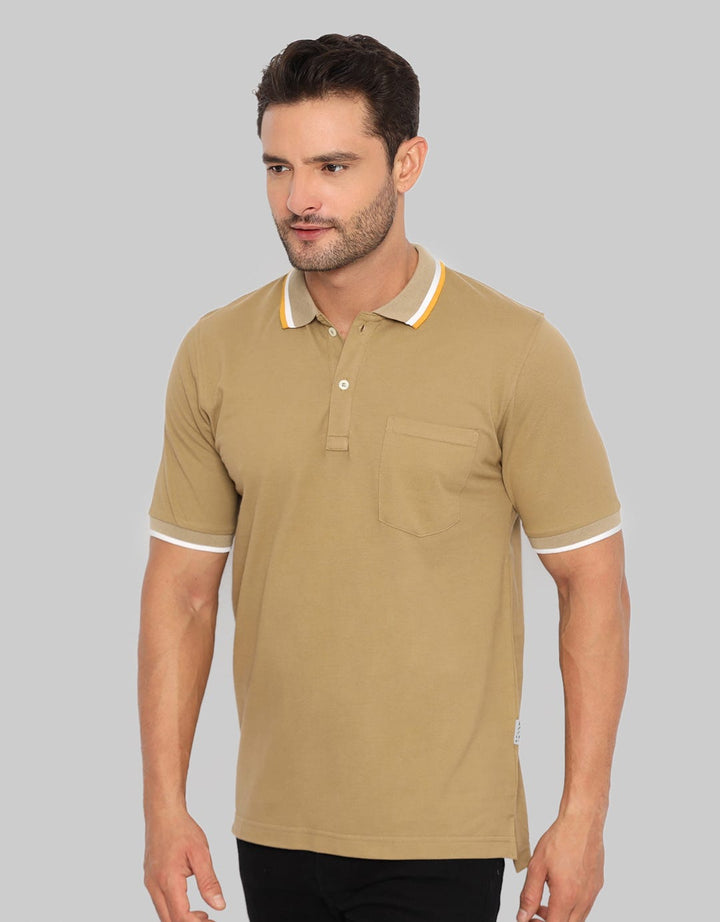 Izzue Casual Wangky Lacoste Collar Stripe Putih Kuning