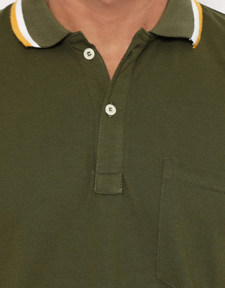 Izzue Casual Wangky Lacoste Collar Stripe Putih Kuning