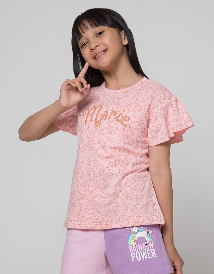 Disney Marie Cat Outline Kaos Anak Perempuan