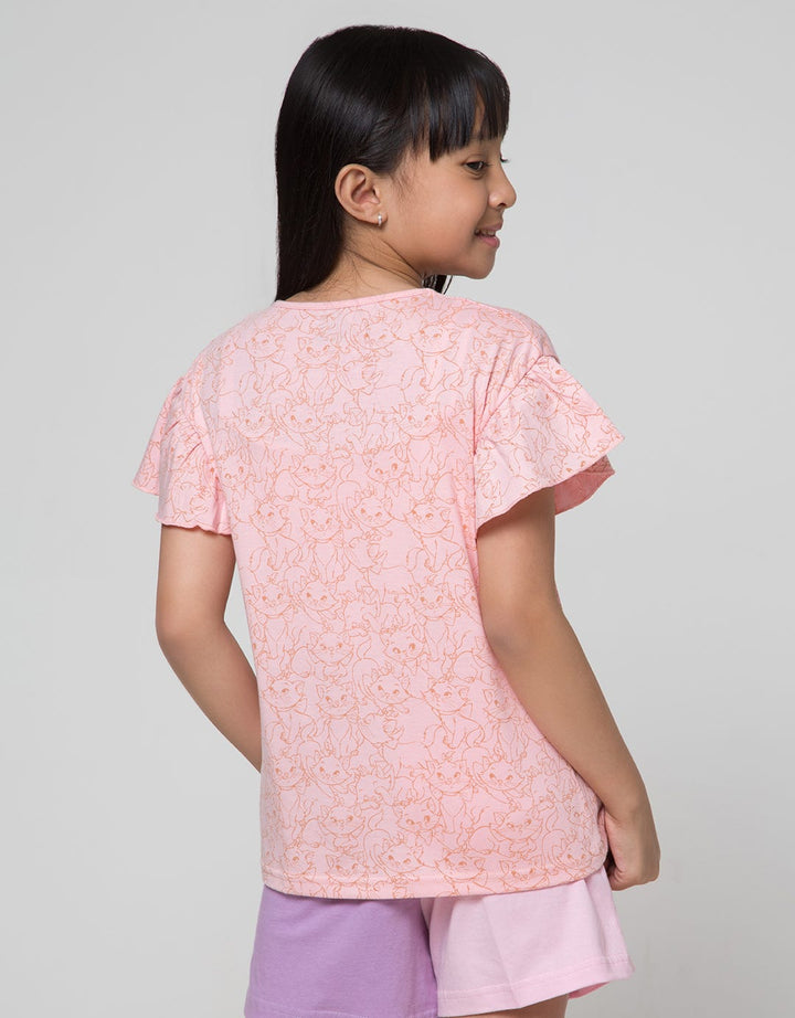 Disney Marie Cat Outline Kaos Anak Perempuan