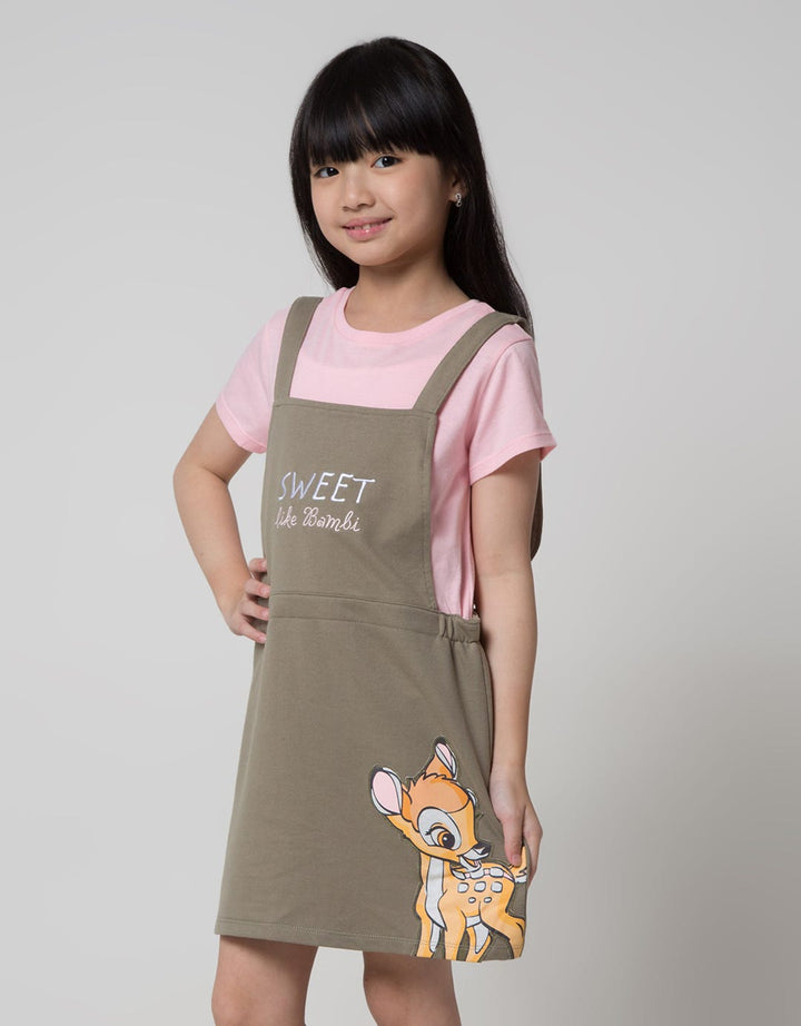 Disney Short Sleeve Midi Dress Overall Bambi Dovarbam