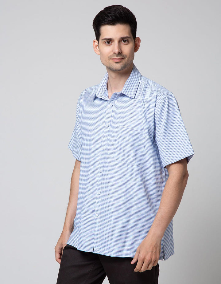 Stanley Adams Short Sleeve Shirt Regular Texture Check Dot