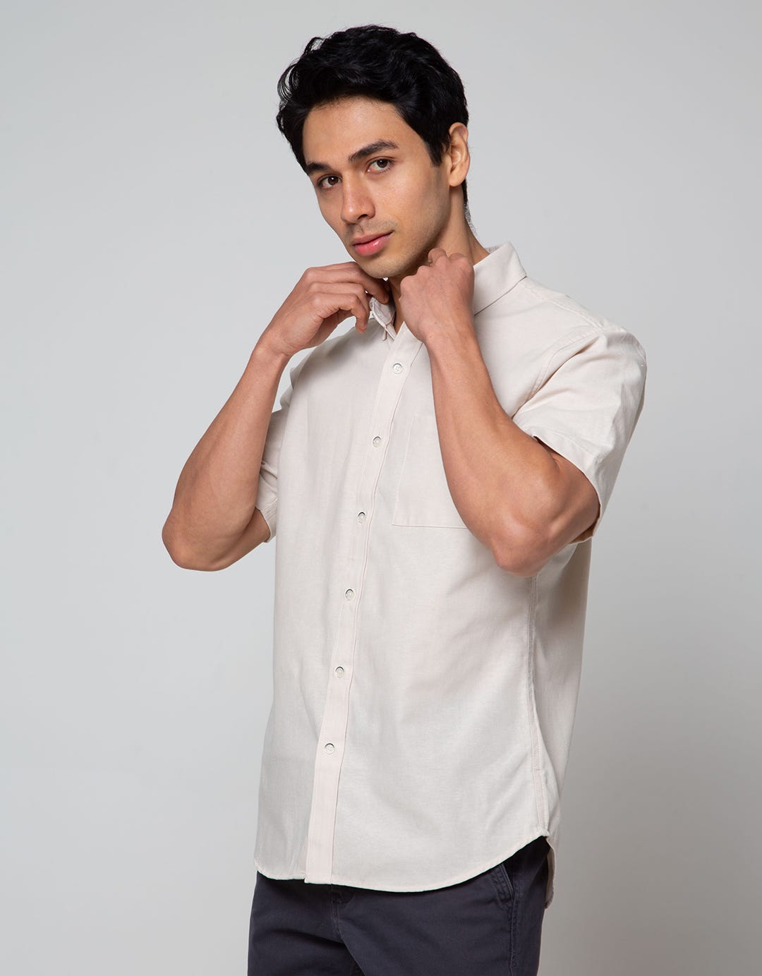 Larusso Men's Short Basic Oxford Shirt