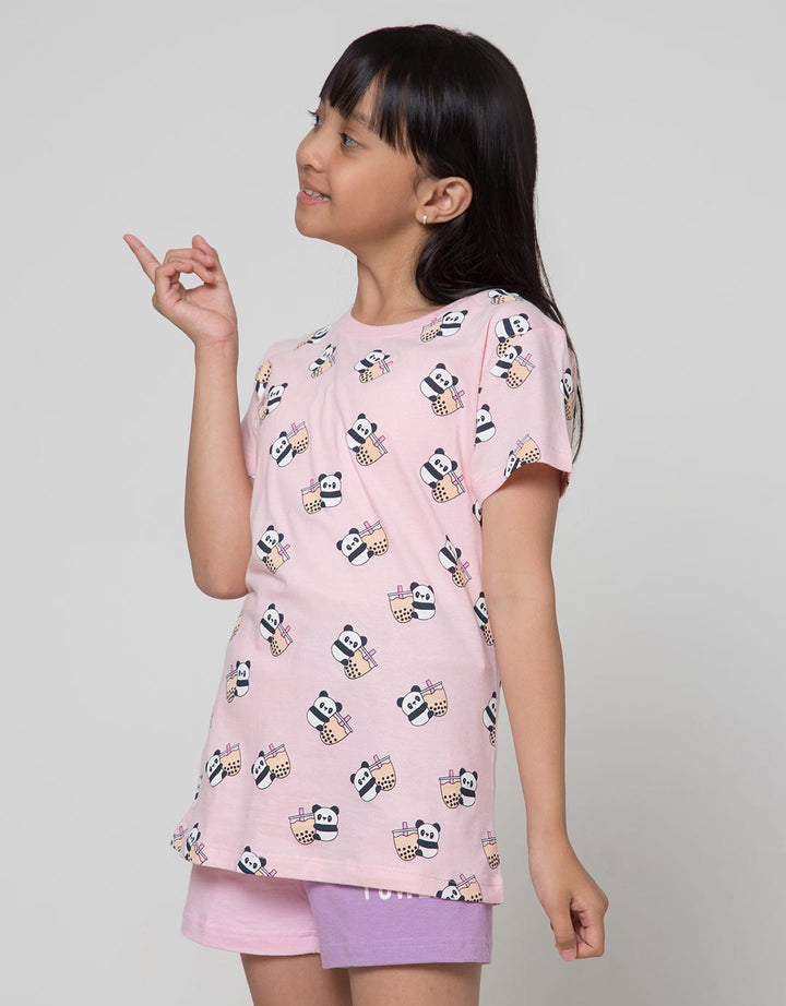 Aero Panda Boba Print Girls T-Shirt