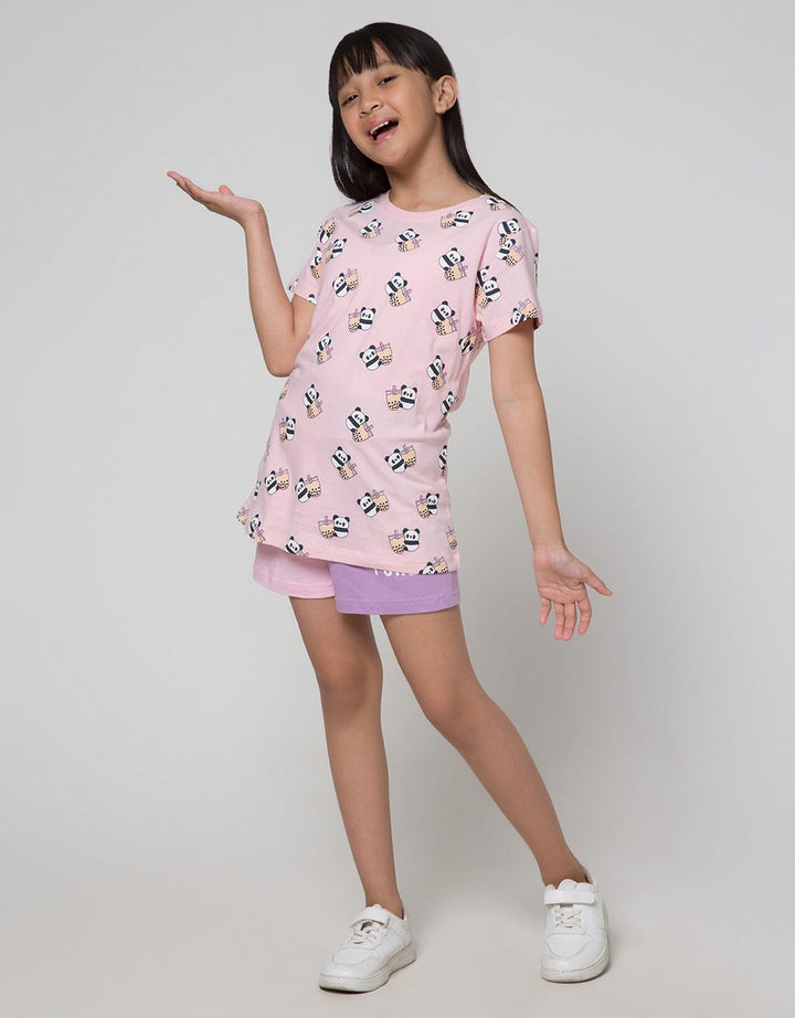 Aero Panda Boba Print Girls T-Shirt