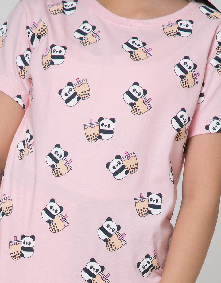 Aero Panda Boba Print Girls T-Shirt