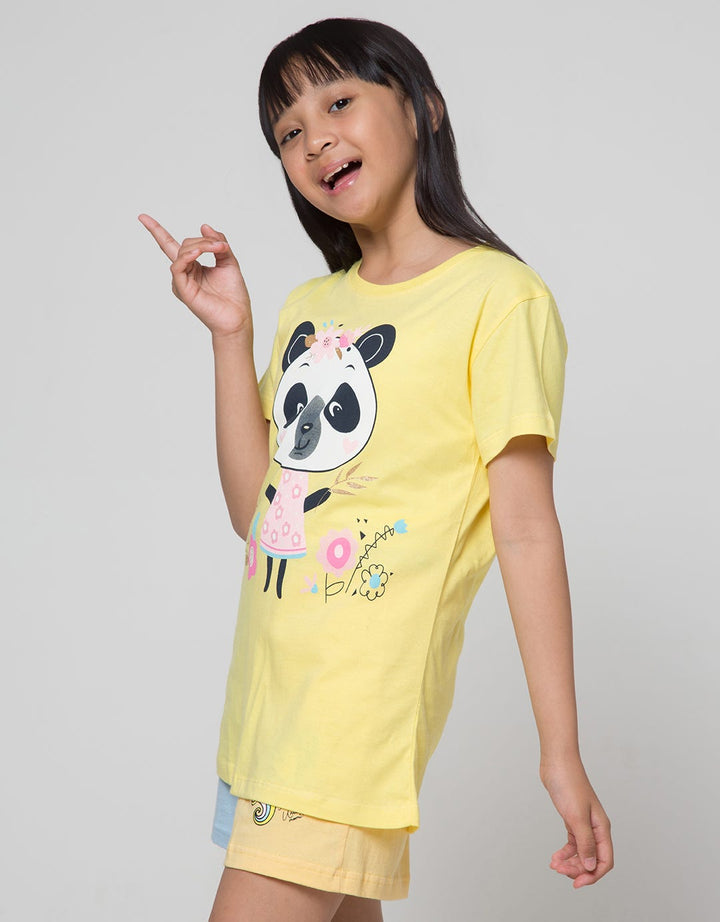 Aero Panda Flower Print Girls T-Shirt