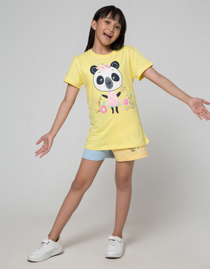 Aero Panda Flower Print Girls T-Shirt