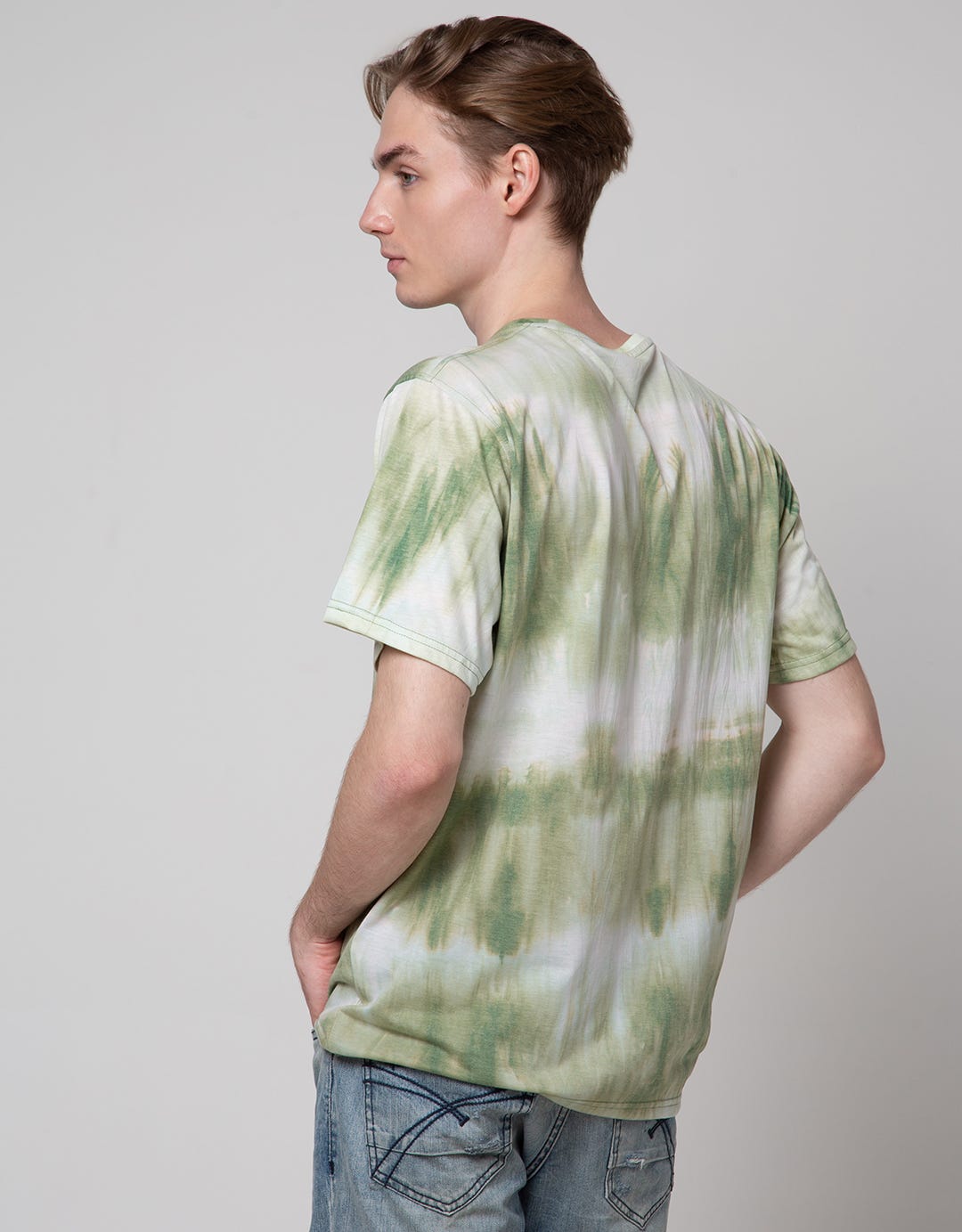 Marvel Short Sleeve T-Shirt Tie Dye Marvel On The Left Chest Print