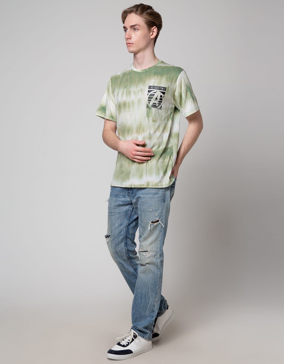 Marvel Short Sleeve T-Shirt Tie Dye Marvel On The Left Chest Print