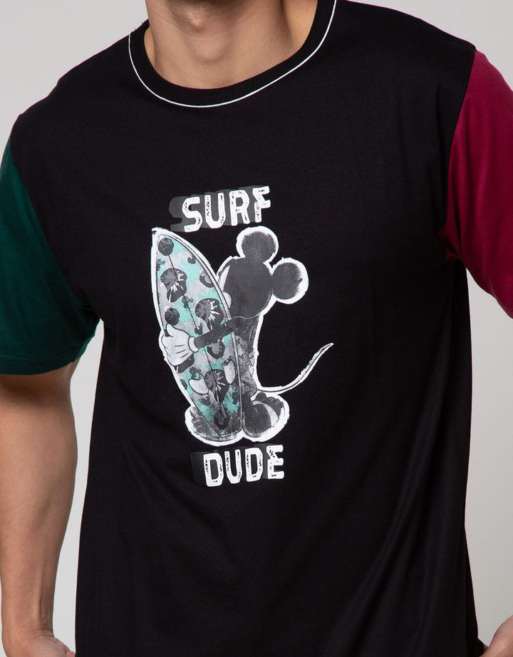 Disney Short Sleeve T-Shirt Print Mickey Surf