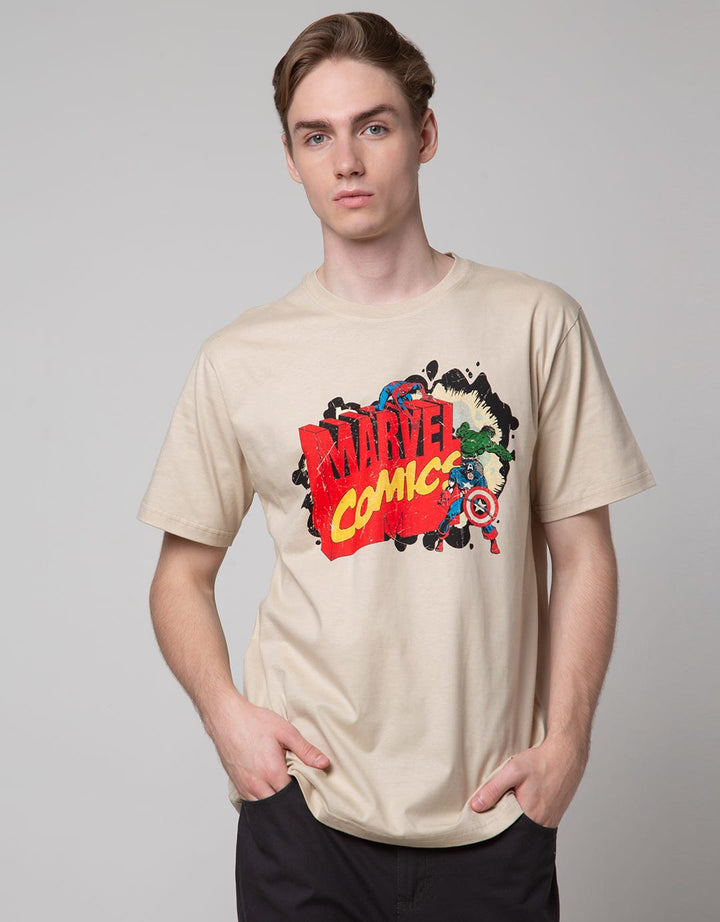 Marvel Short Sleeve T-Shirt Comics On The Chest Print