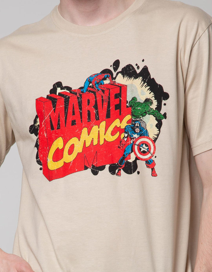 Marvel Short Sleeve T-Shirt Comics On The Chest Print
