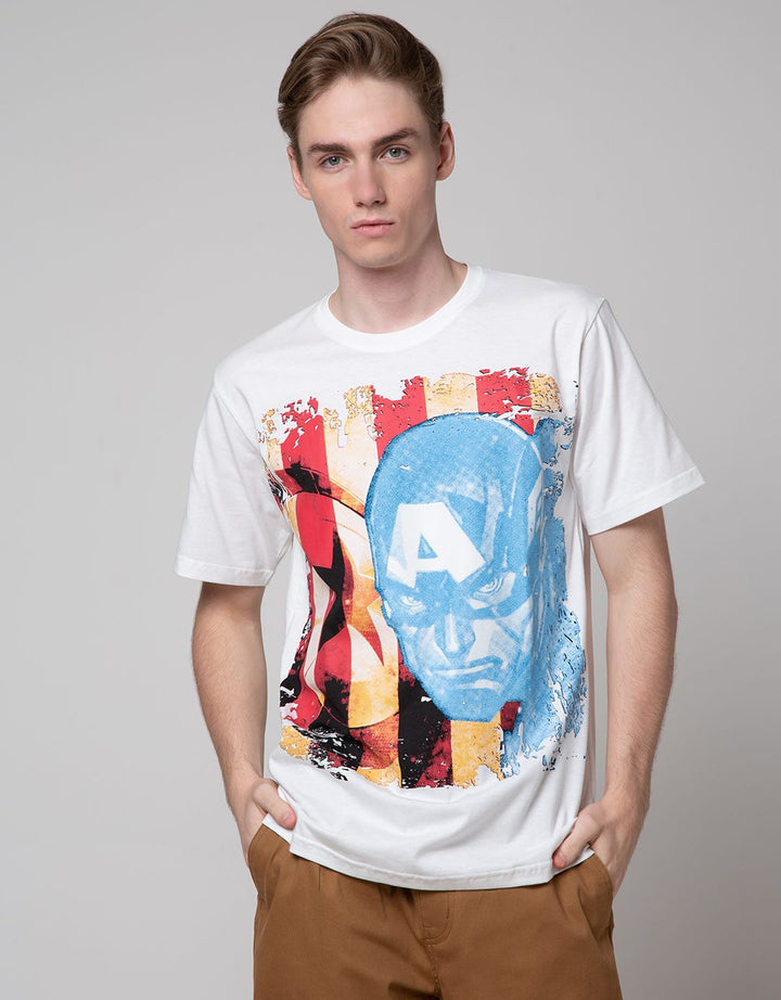 Marvel Captain America Print Kaos Pria