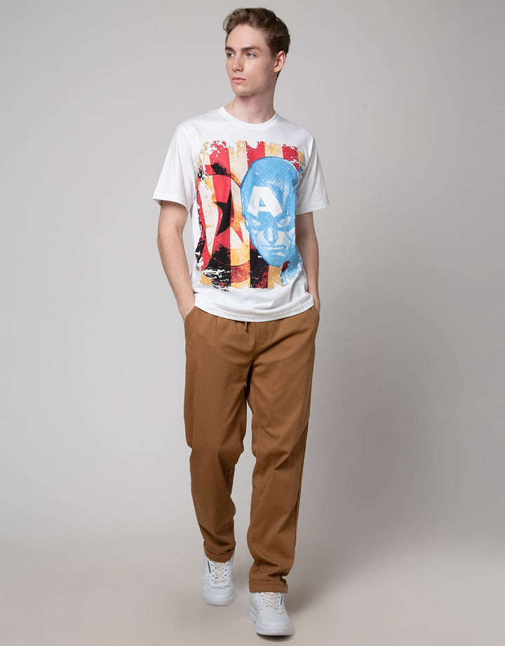 Marvel Captain America Print Kaos Pria