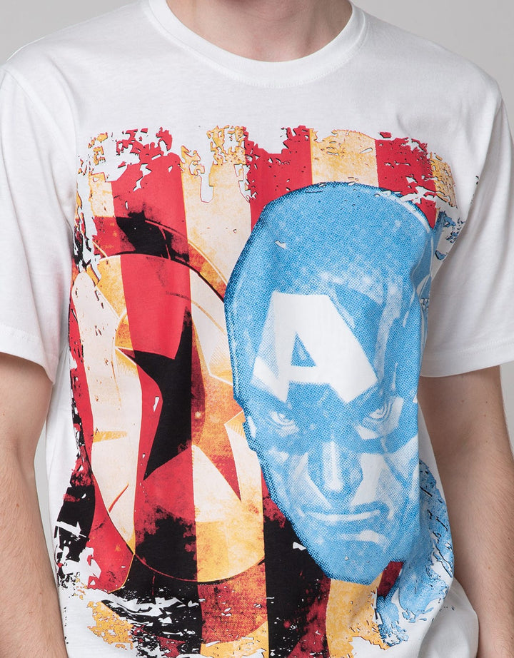 Marvel Captain America Print Kaos Pria