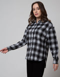Nevada Long Sleeve Shirt Woven Top Check Rayon Twill
