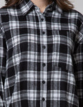 Nevada Long Sleeve Shirt Woven Top Check Rayon Twill