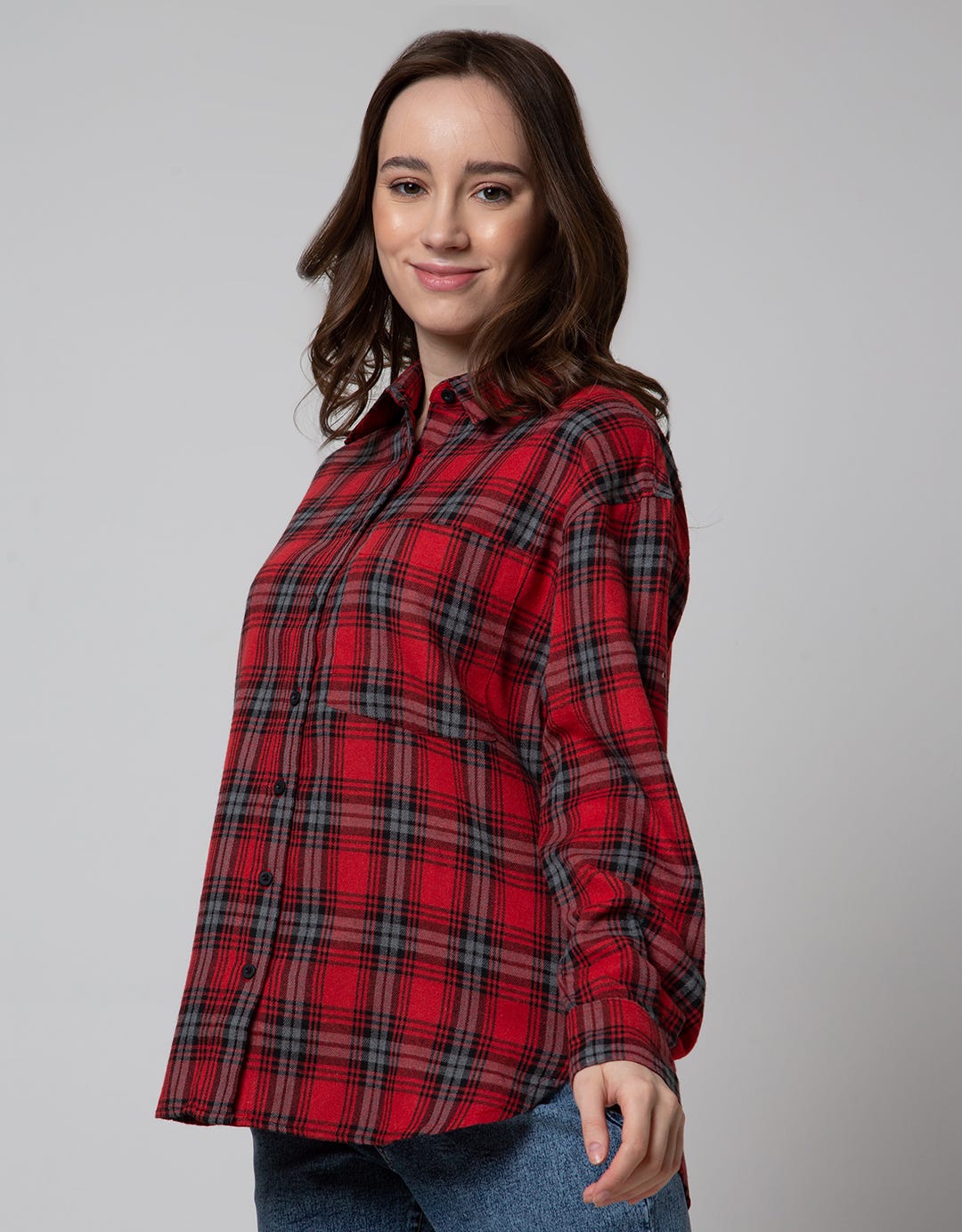 Nevada Long Sleeve Shirt Regular Check Rayon Twill