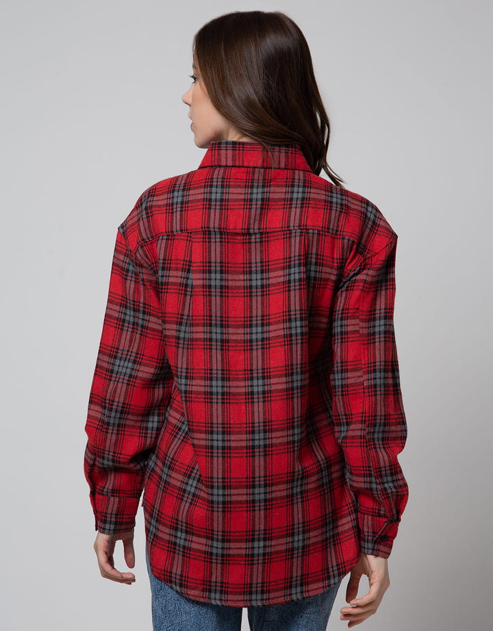 Nevada Long Sleeve Shirt Regular Check Rayon Twill