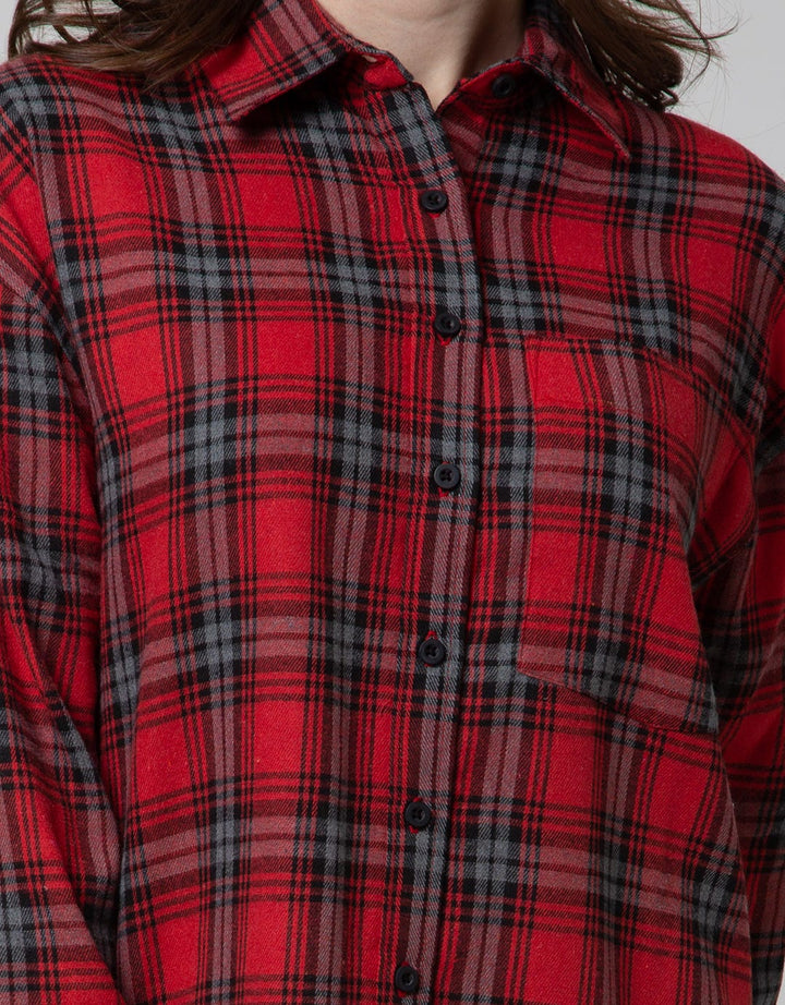 Nevada Long Sleeve Shirt Regular Check Rayon Twill