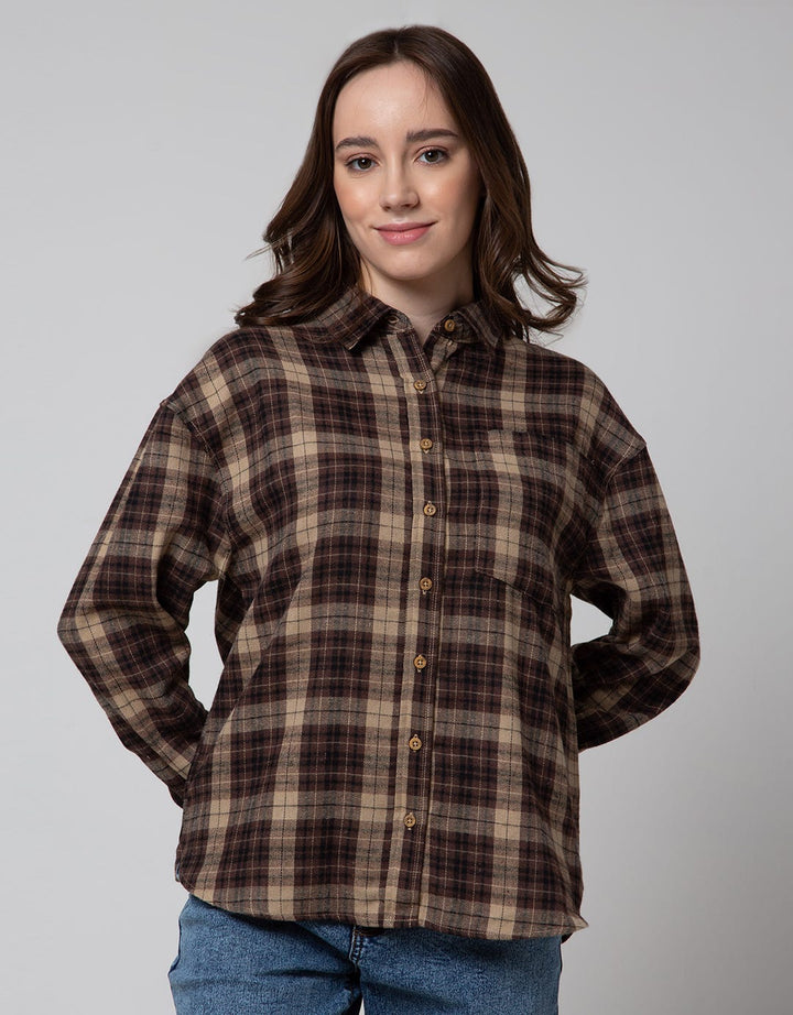 Nevada Long Sleeve Shirt Regular Check Rayon Twill