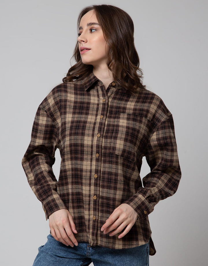 Nevada Long Sleeve Shirt Regular Check Rayon Twill