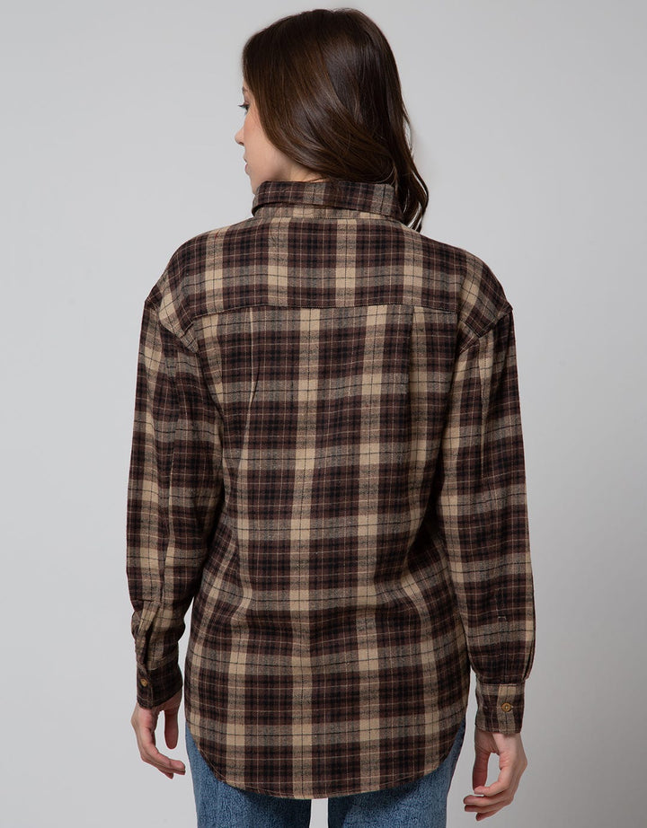 Nevada Long Sleeve Shirt Regular Check Rayon Twill
