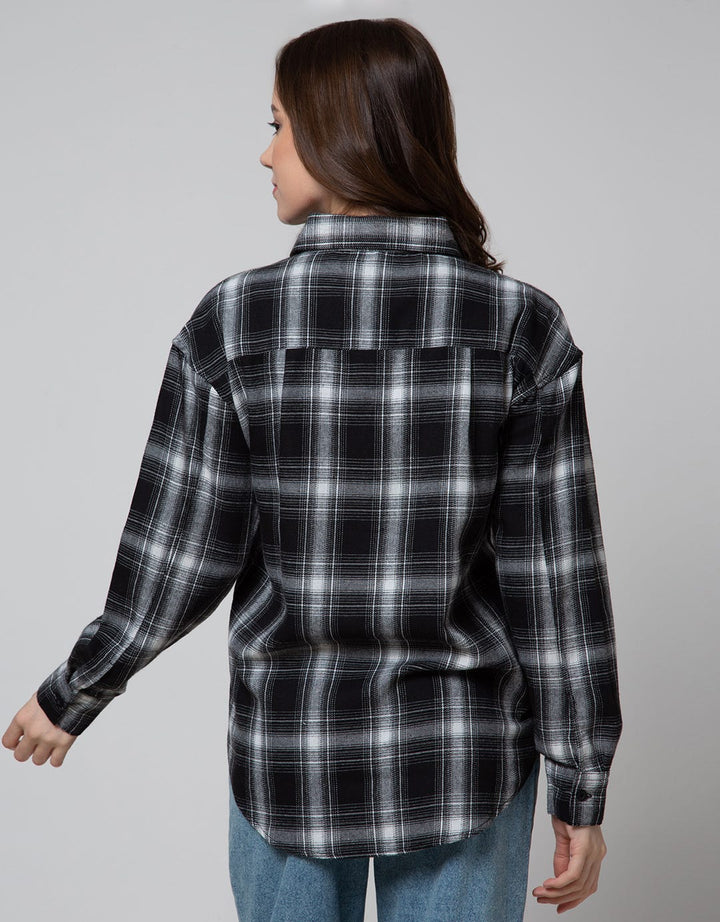 Nevada Long Sleeve Shirt Regular Check Rayon Twill