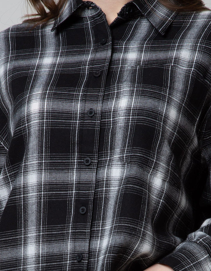 Nevada Long Sleeve Shirt Regular Check Rayon Twill