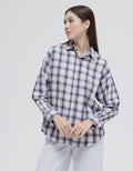 Nevada Long Sleeve Shirt Woven Top Check Rayon