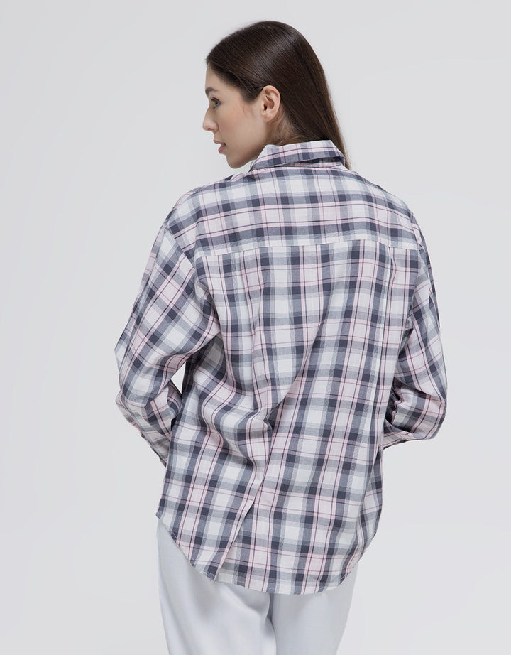 Nevada Long Sleeve Shirt Woven Top Check Rayon