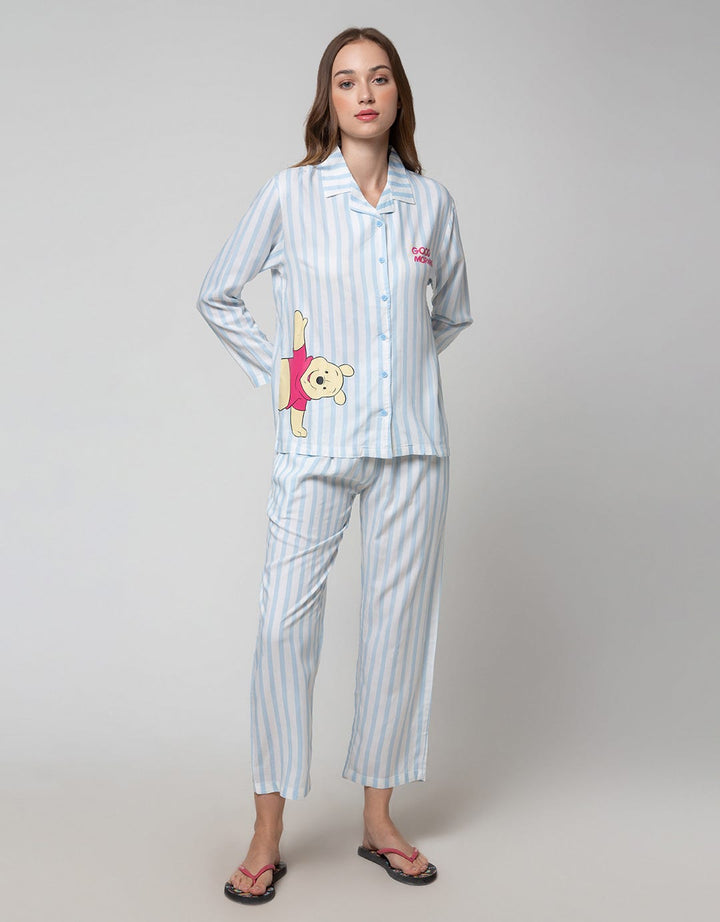 Disney Long Sleeve Pyjama Pants Pooh Stripe Rayon