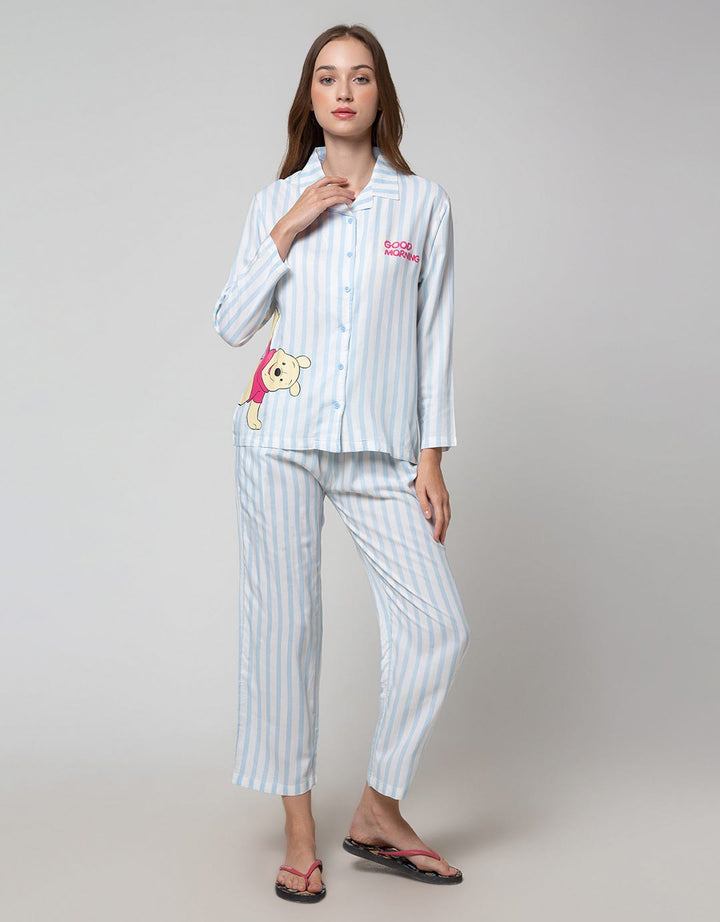 Disney Long Sleeve Pyjama Pants Pooh Stripe Rayon