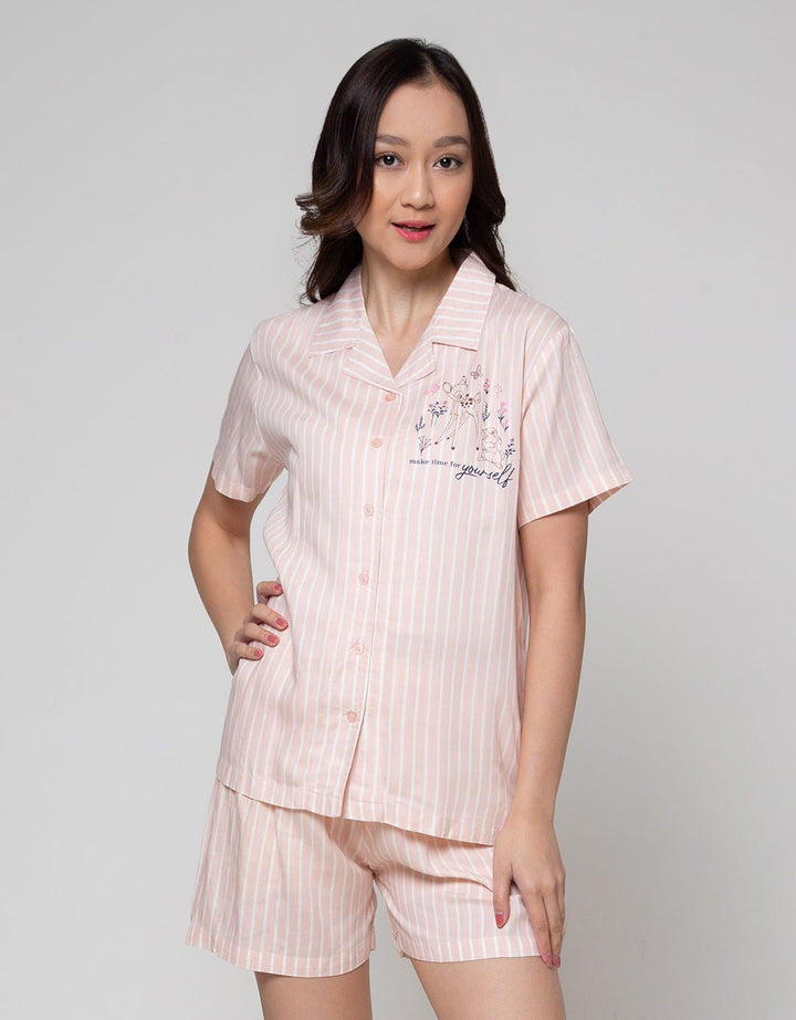 Disney Short Sleeve Pajama Shorts Bambi Rayon Women