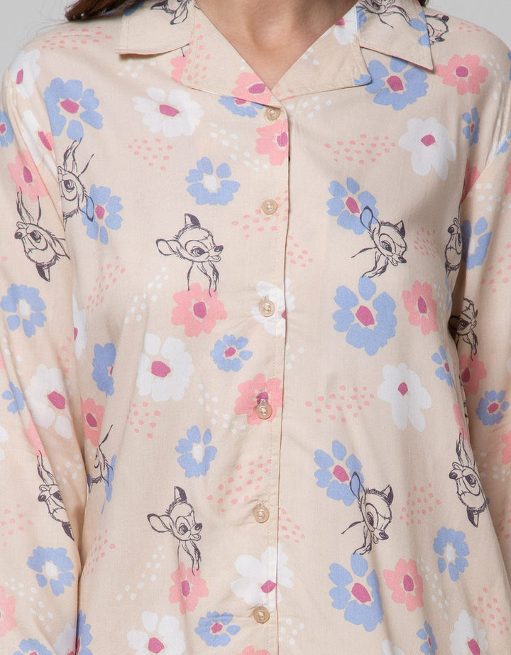 Disney Long Sleeve Pajama Pants Bambi Bloom Rayon