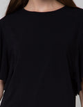 St. Yves Short Sleeve T-Shirt Poly Crepe Ruffle Sleeve