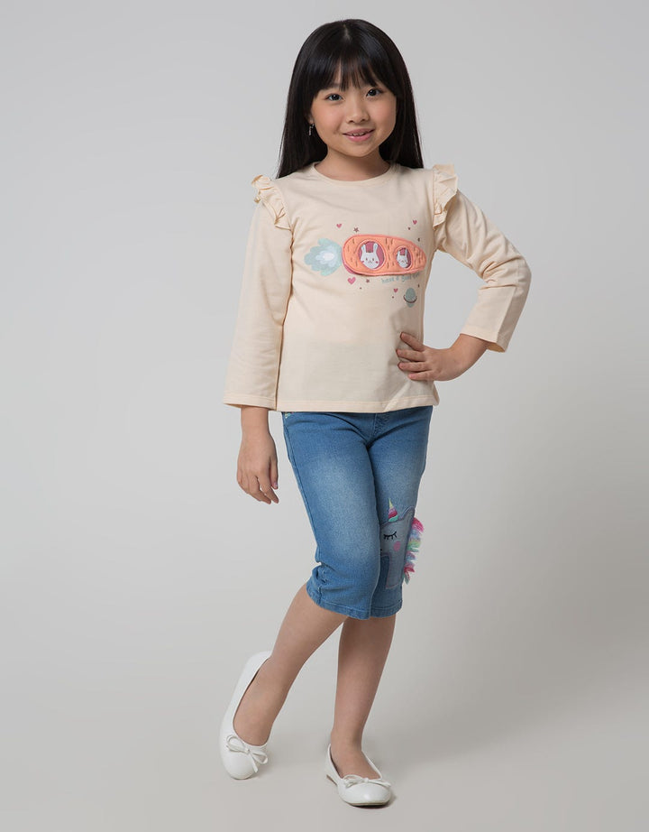 Little M Denim Short Pants Bermuda Bordir Unicorn