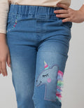 Little M Denim Short Pants Bermuda Bordir Unicorn