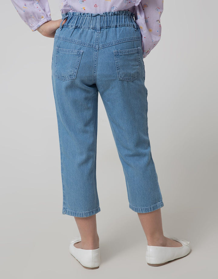 Little M Unicorn Embroidery Girls Denim Pants