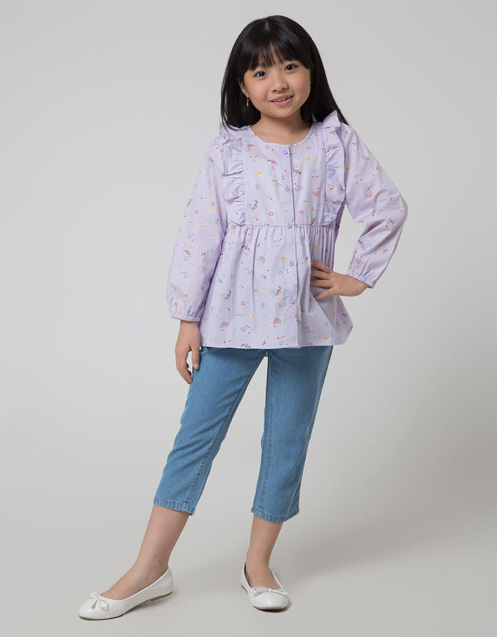 Little M Unicorn Embroidery Girls Denim Pants