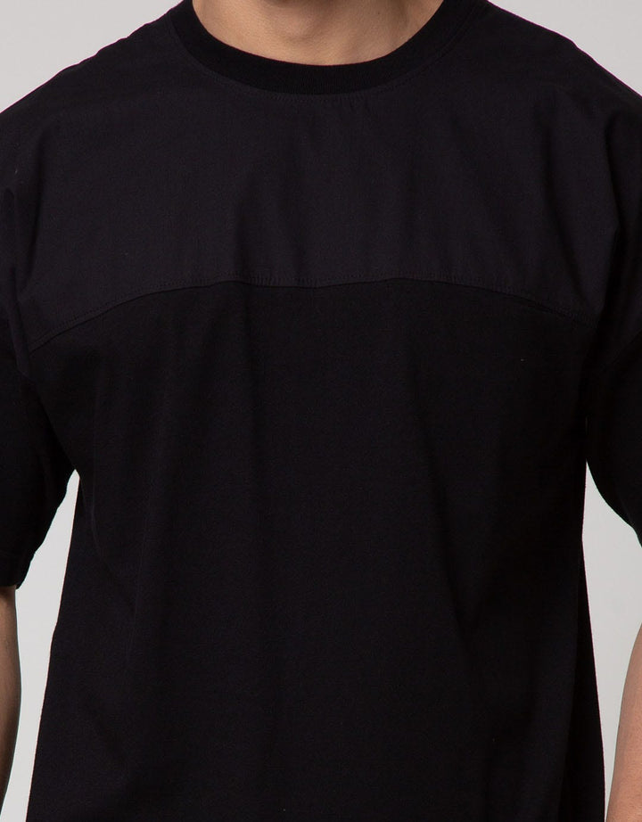 Details Short Sleeve T-Shirt R Neck Cut And Sewn Mix Woven Fabric
